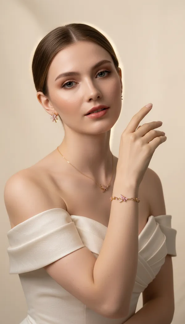 Gold_Plated_Pink_Floral_Anti-Tarnish_Crystal_Tulip_Bracelet