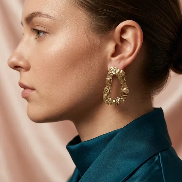 Gilded_Organic_Ripple_Abstract_Statement_Earrings