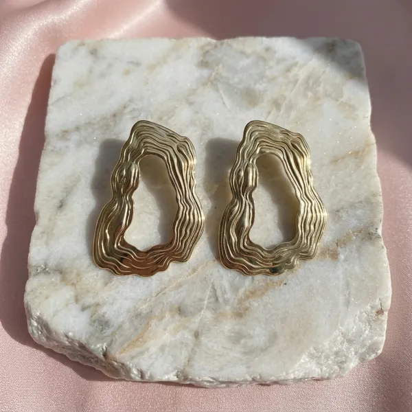 Gilded_Organic_Ripple_Abstract_Statement_Earrings