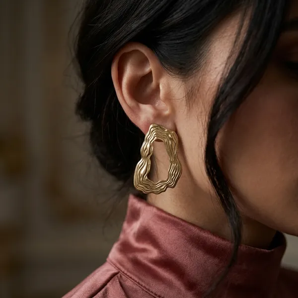 Gilded_Organic_Ripple_Abstract_Statement_Earrings