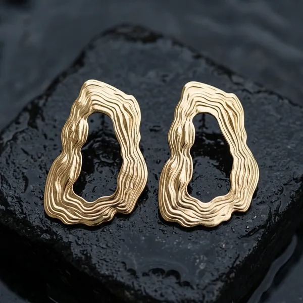 Gilded_Organic_Ripple_Abstract_Statement_Earrings