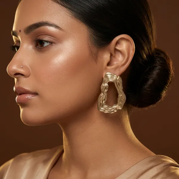 Gilded_Organic_Ripple_Abstract_Statement_Earrings