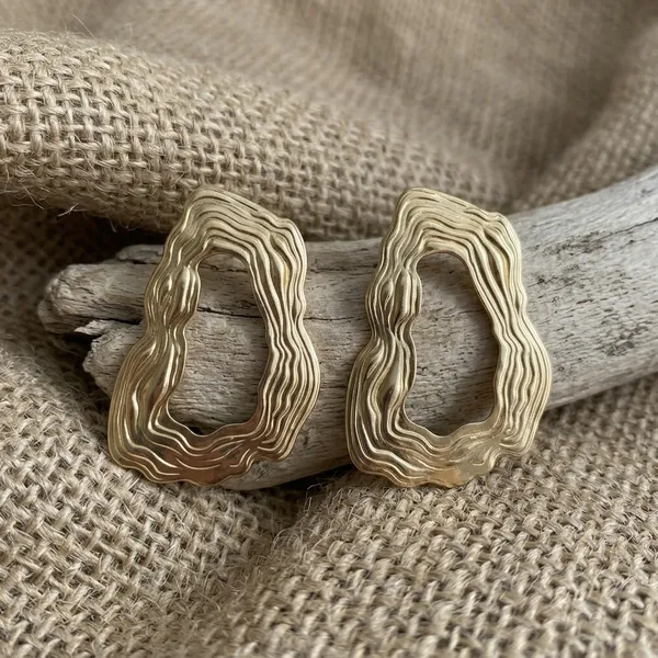 Gilded_Organic_Ripple_Abstract_Statement_Earrings