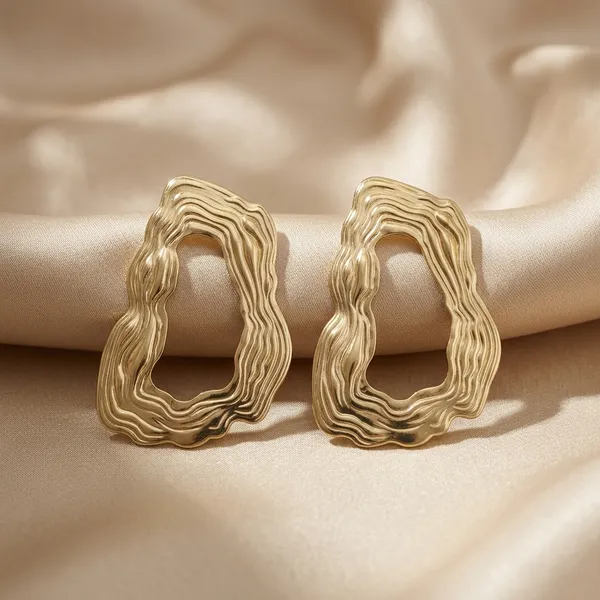 Gilded_Organic_Ripple_Abstract_Statement_Earrings