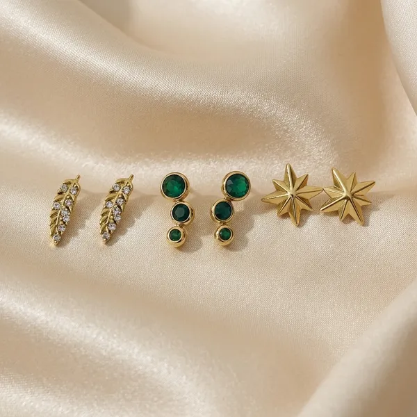 Celestial_And_Nature-Inspired_Gold-Plated_Stud_Earring_Set
