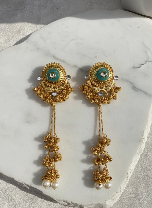 Kashmiri_Earrings_Gold_Plated_Earring_Traditional_Kundan_Drop