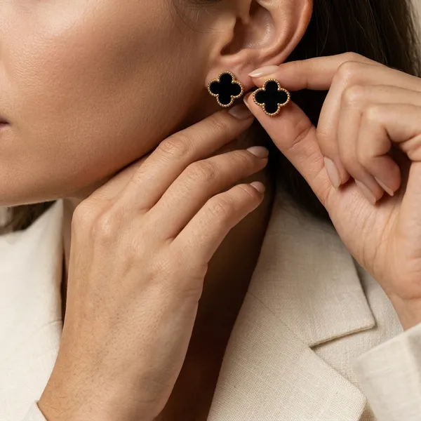 Black_Clover_Stud_Earrings_For_Women_|_Gold-Tone_Lucky_Alhambra_Inspired_Earrings_-_Pack_Of_2