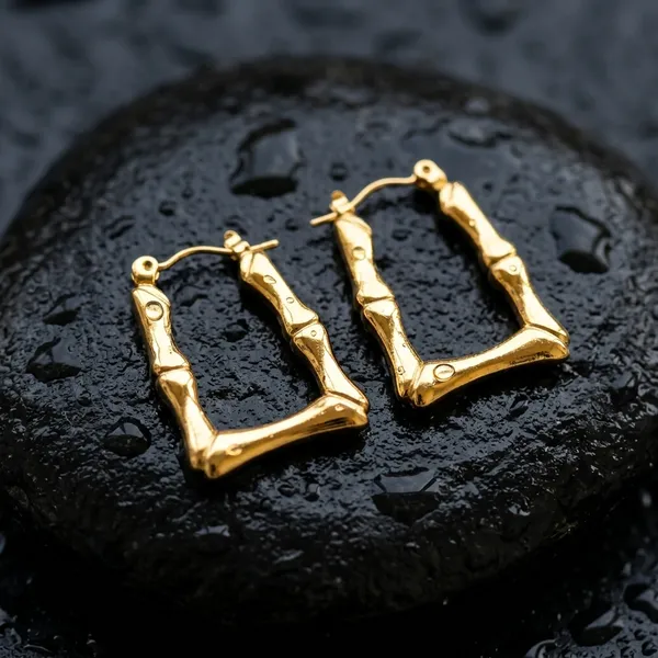Golden_Bamboo_Rectangular_Hoop_Earrings