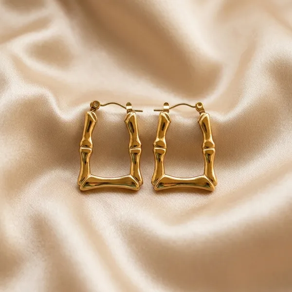 Golden_Bamboo_Rectangular_Hoop_Earrings