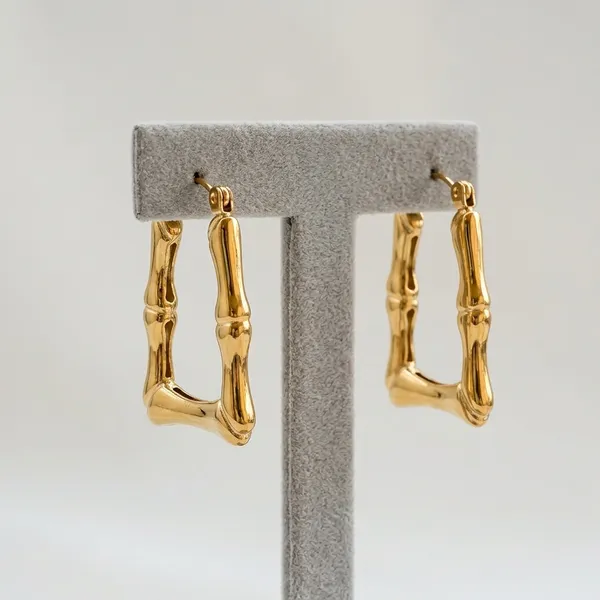 Golden_Bamboo_Rectangular_Hoop_Earrings