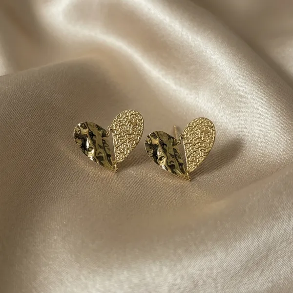 Textured_Golden_Split_Heart_Drop_Earrings