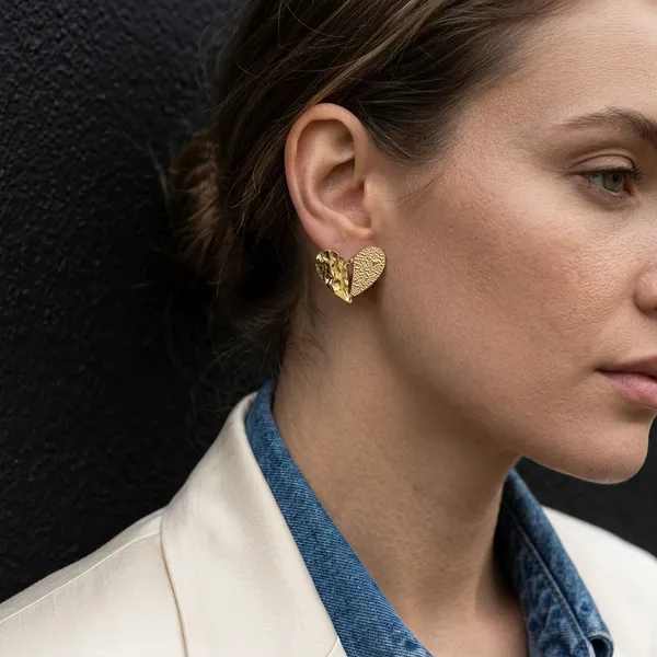 Textured_Golden_Split_Heart_Drop_Earrings