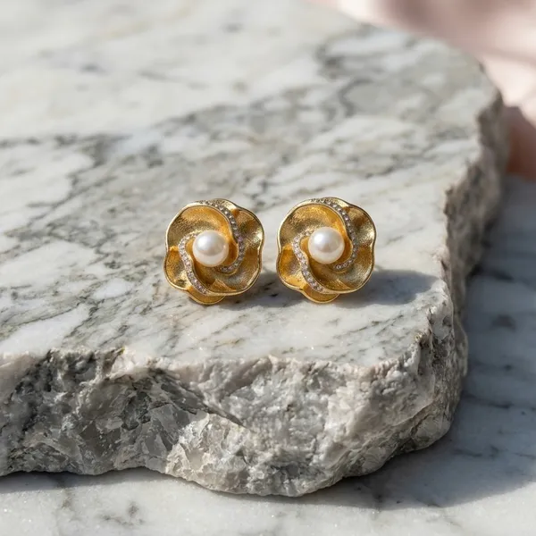 Vintage_Golden_Bloom_Pearl_Stud_Earrings