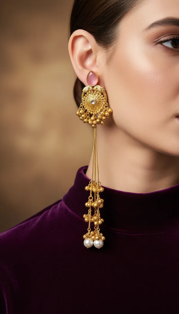 Kashmiri_Earrings_Gold-Plated_Earring_Traditional_Long_Dangle