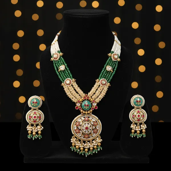 Indian_Set_Regal_Kundan_And_Emerald-Green_Bead_Long_Necklace_Set