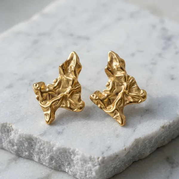 Molten_Gold_Abstract_Statement_Pair_Of_Earrings