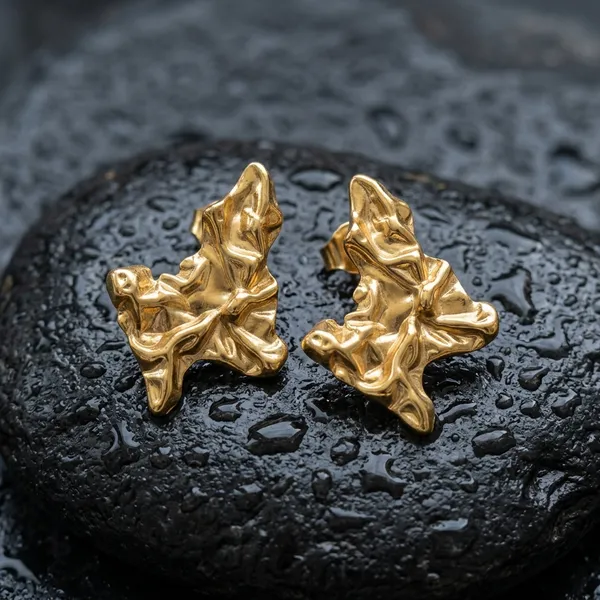 Molten_Gold_Abstract_Statement_Pair_Of_Earrings