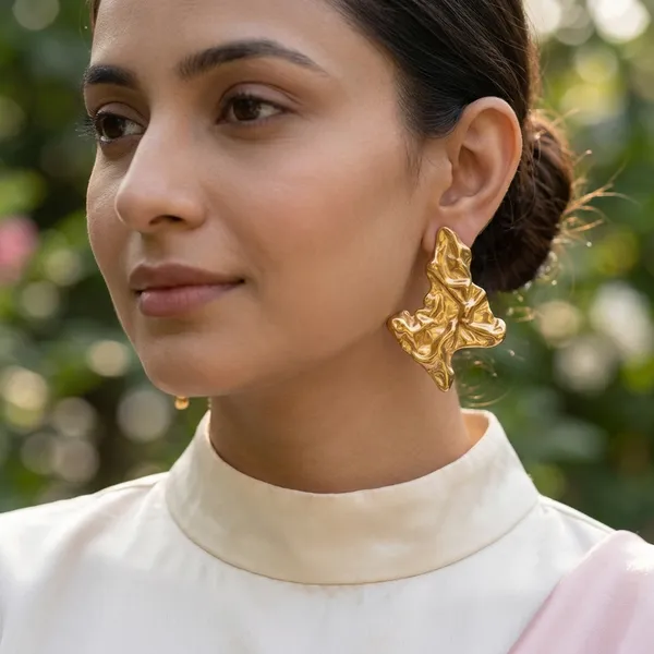 Molten_Gold_Abstract_Statement_Pair_Of_Earrings