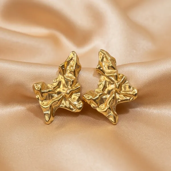 Molten_Gold_Abstract_Statement_Pair_Of_Earrings