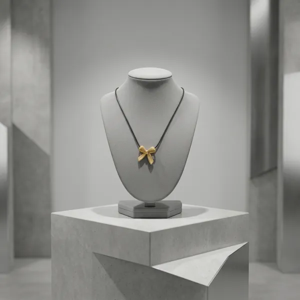 Golden_Textured_Bow_Pendant_Cord_Chain