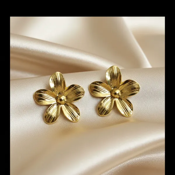 Elegant__Plated_Flower_Stud_Earrings__Anti-Tarnish