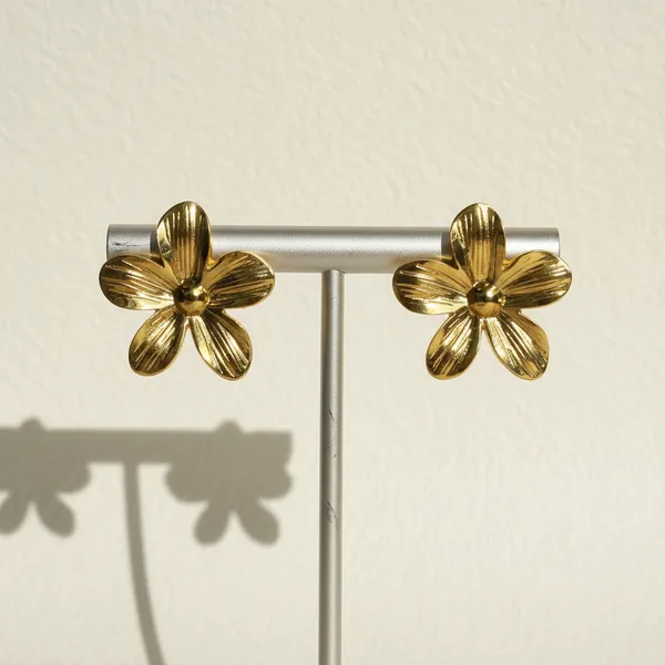 Elegant__Plated_Flower_Stud_Earrings__Anti-Tarnish