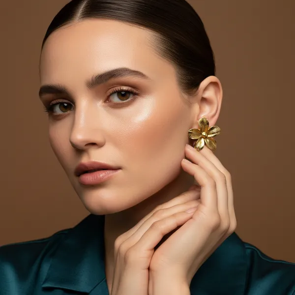 Elegant__Plated_Flower_Stud_Earrings__Anti-Tarnish