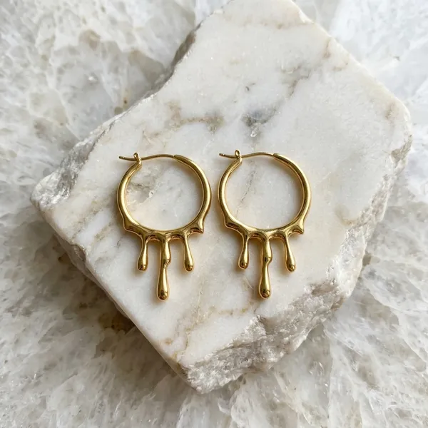 Gilded_Molten_Drip_Hoop_Earrings