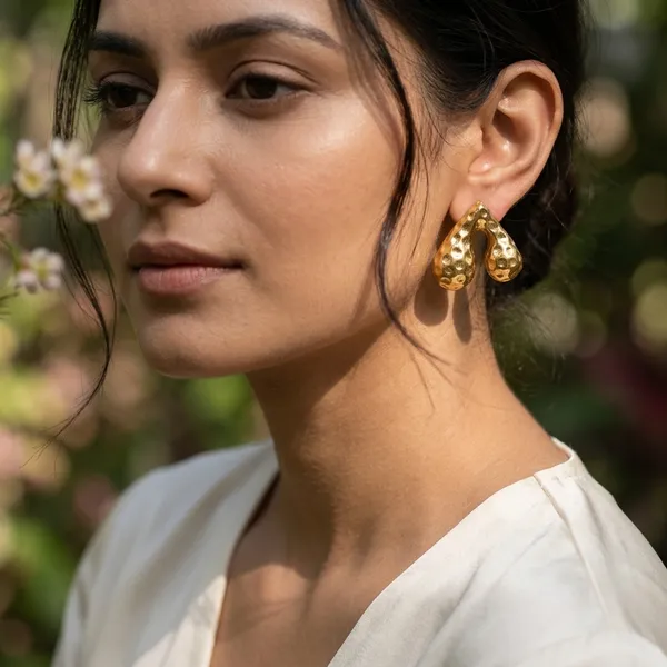 Artisanal_Hammered_Gold_Organic_Earrings