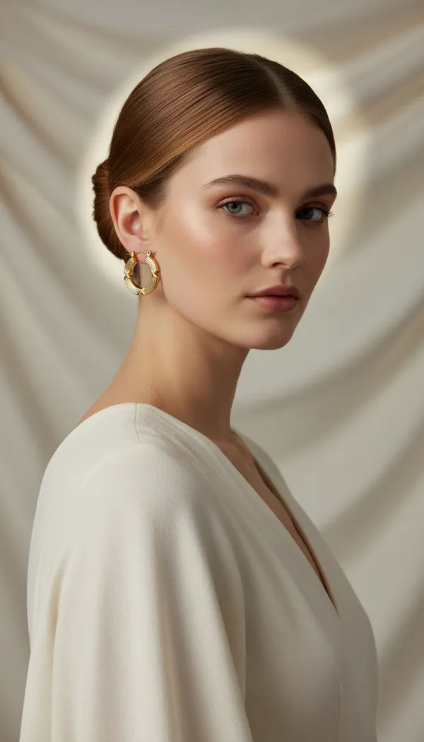 Vintage_Ribbed_Gold-Toned_Hoop_Earrings