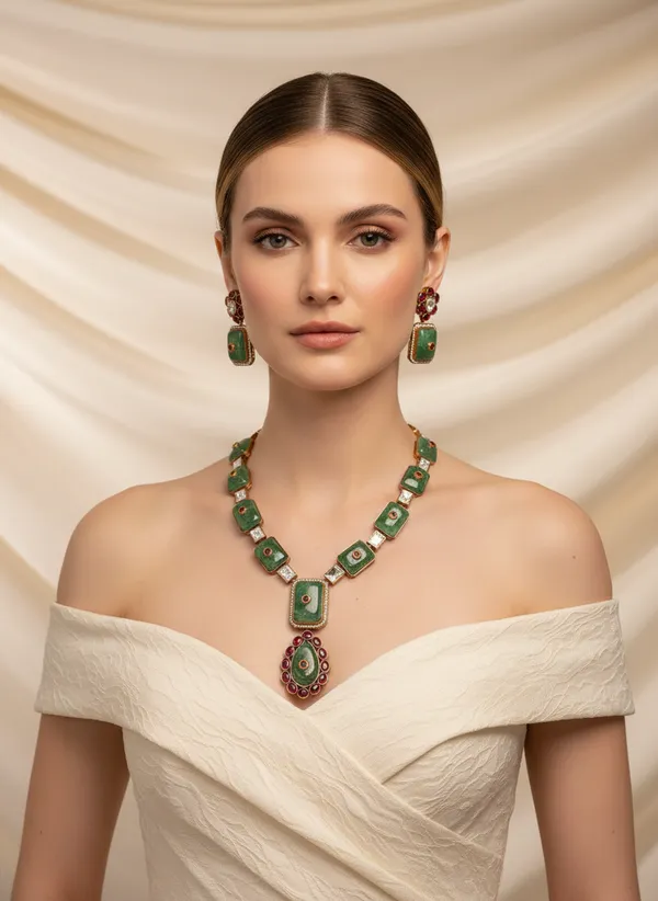 Indian_Set_Regal_Emerald_And_Ruby_Polki_Necklace_Set