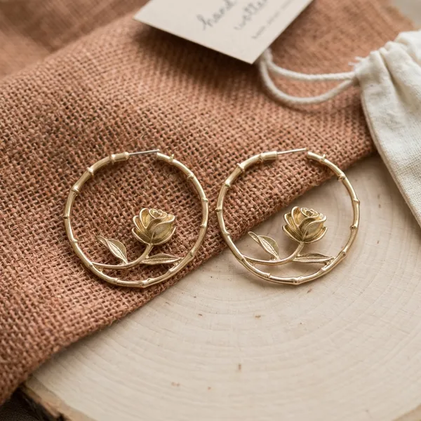Golden_Rose_Hoop_Earrings