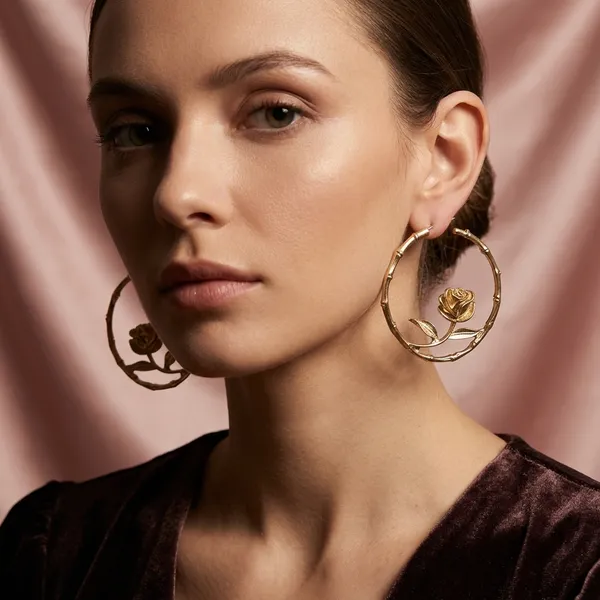 Golden_Rose_Hoop_Earrings