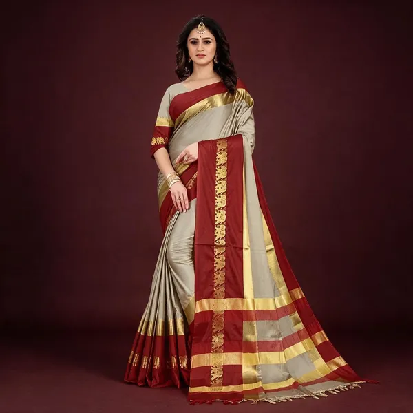 Beige_Gold_Cotton_Silk_Traditional_Saree_For_Women_Saree_under_999