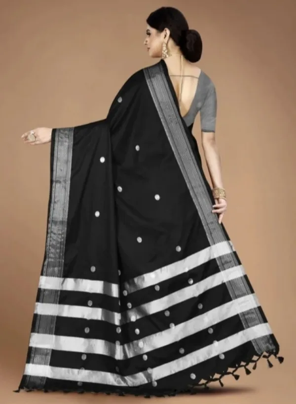 Black_Printed_Saree_With_Silver_Border_for_Women