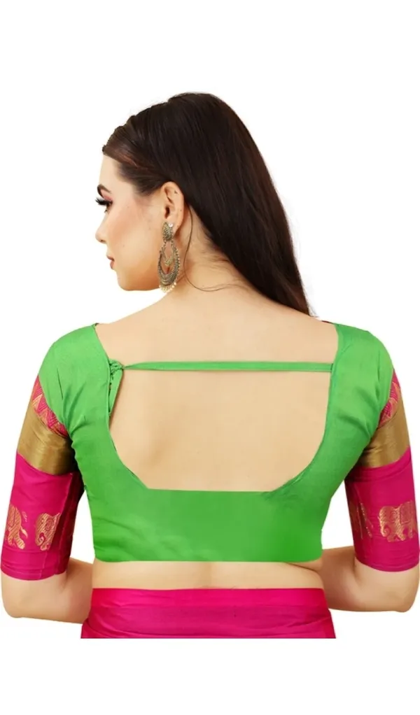Green_And_Pink_Designer_Blouse_for_Women