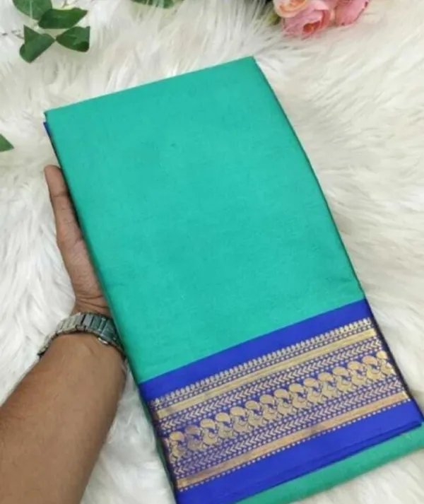 Turquoise_Woven_Traditional_Saree_With_Blouse_Piece_for_Women