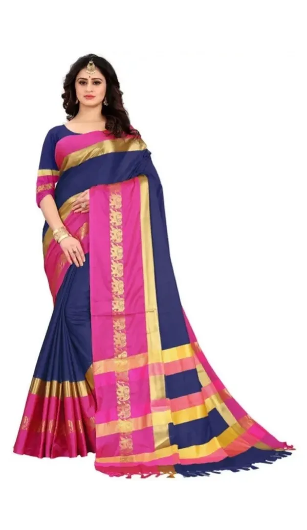 Blue_And_Pink_Traditional_Saree_For_Women