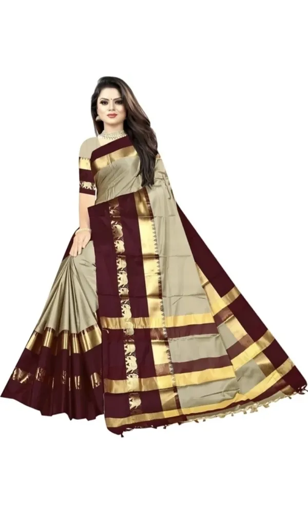 Maroon_Beige_Woven_Traditional_Saree_For_Women
