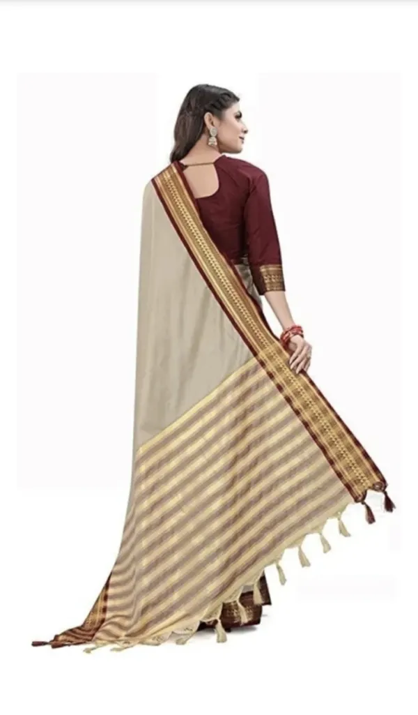 Beige_Maroon_Border_Saree_For_Women
