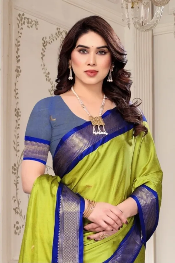 Lime_Green_Woven_Saree_for_Women