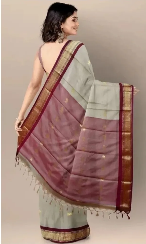 Sage_Green_Zari_Border_Saree_For_Women