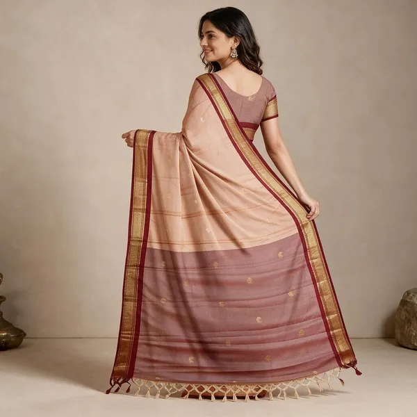 Peach_Maroon_Cotton_Silk_Traditional_Saree_For_Women_Saree_under_999