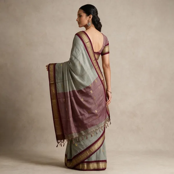 Sage_Green_Cotton_Silk_Zari_Border_Traditional_Saree_For_Women_Saree_under_999
