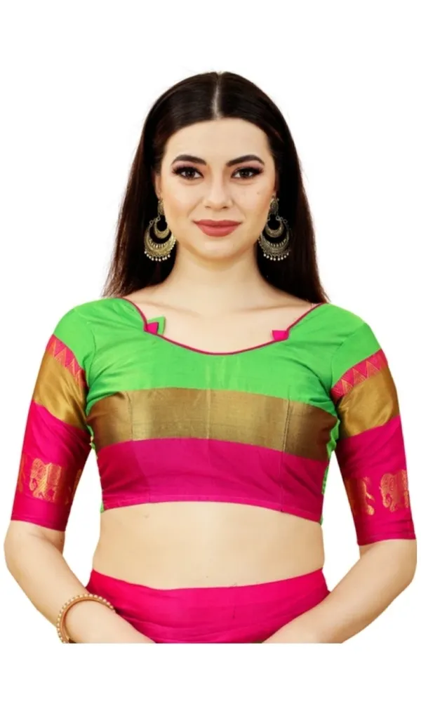 Green_And_Pink_Designer_Blouse_for_Women
