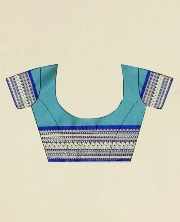 Turquoise_Woven_Striped_Saree_for_Women