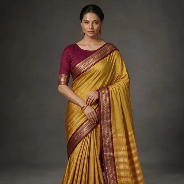 Mustard_Cotton_Silk_Striped_Traditional_Saree_For_Women_Saree_under_999