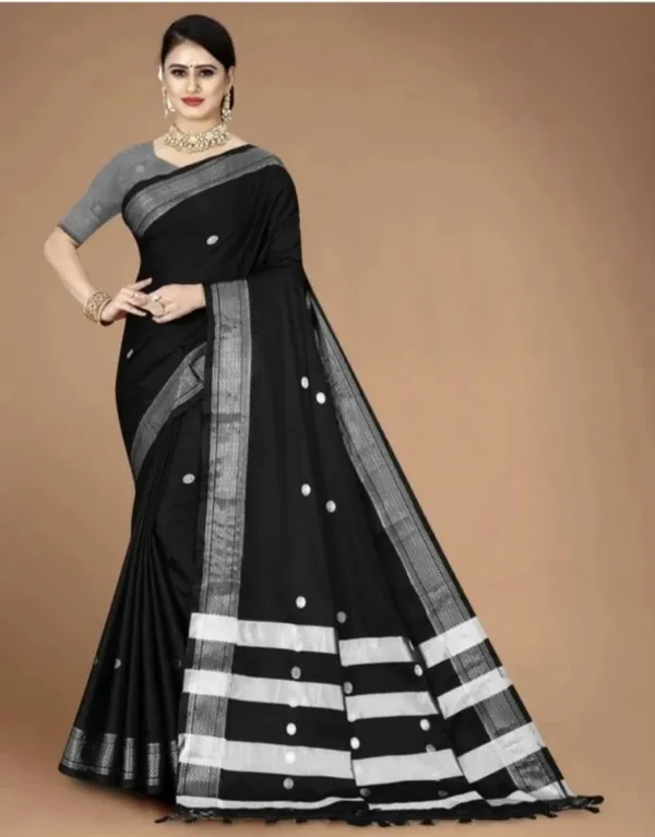 Black_Printed_Saree_With_Silver_Border_for_Women