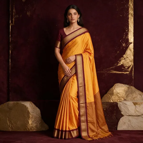 Yellow_Orange_Cotton_Silk_Woven_Traditional_Saree_For_Women_Saree_under_999