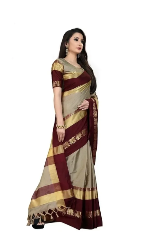 Maroon_Beige_Woven_Traditional_Saree_For_Women